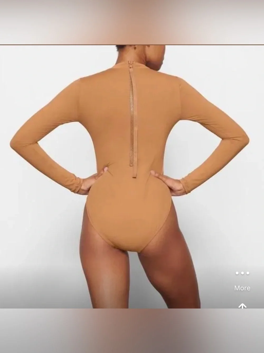 NWT SKIMS Long sleeve back zip up one piece swimsuit